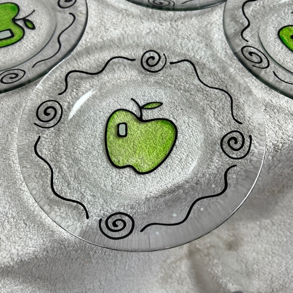 Vintage Hand Painted Apples Set of 5 Juice Pitcher & Stirer w/4 Matching Plates - Picture 9 of 11